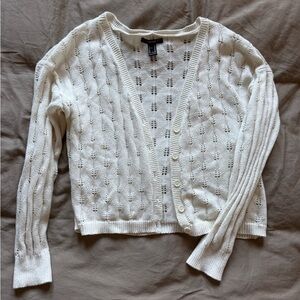 White Cable Knit Cardigan Sweater